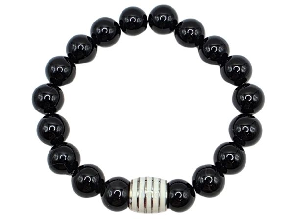 Black Onyx Gemstone Bracelet: Style-575 (10mm)