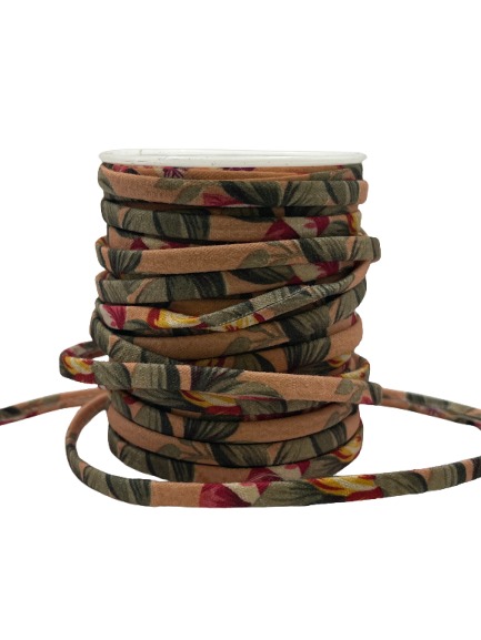 Fabric Flower Cords-5mm-Flat-Pink