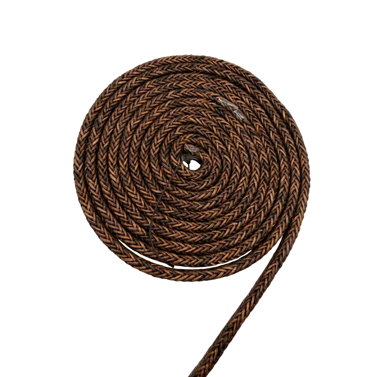 Spiral braided leather cords - 11x6mm - vintage dark brown