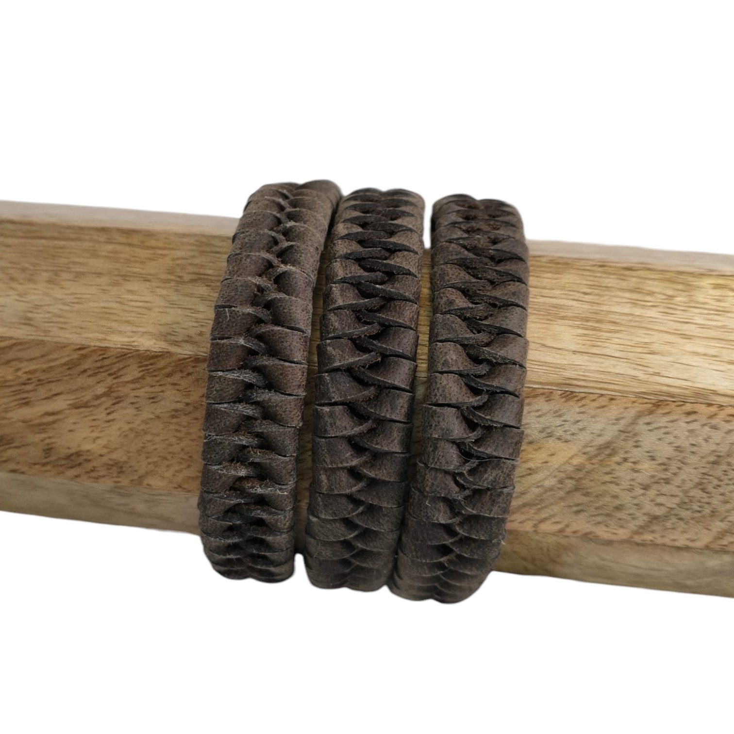 X-Cross Braided Leather Cord-15mm- GREY