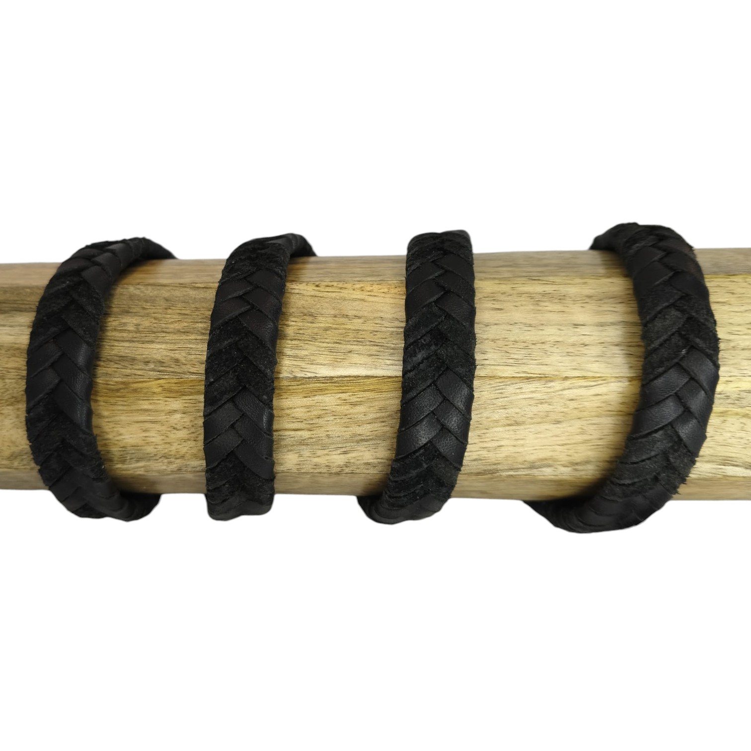 v cross braided leather cord-15mm- BLACK