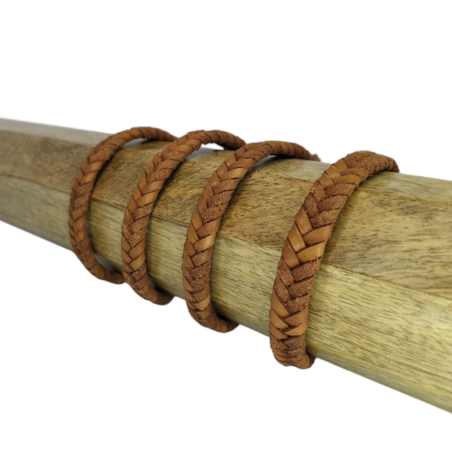 v cross braided leather cord -10mm- DARK TAN