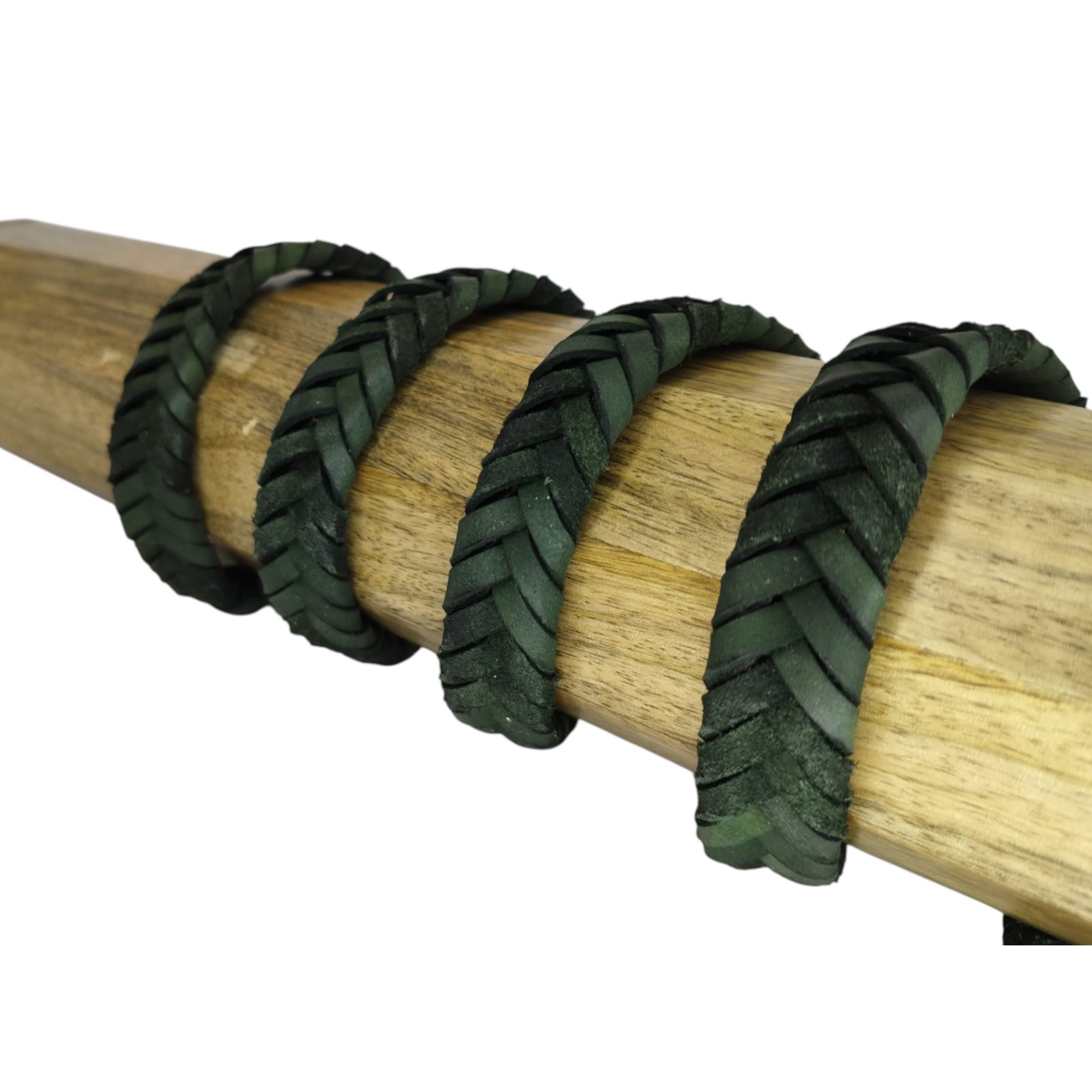 v cross braided leather cord -15mm- DARK GREEN