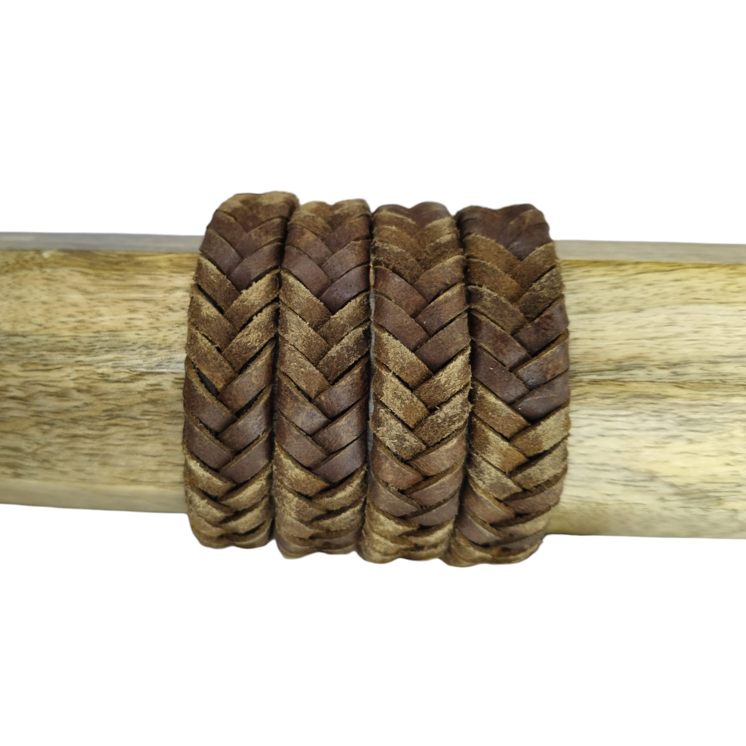 v cross braided leather cord -15mm- BROWN