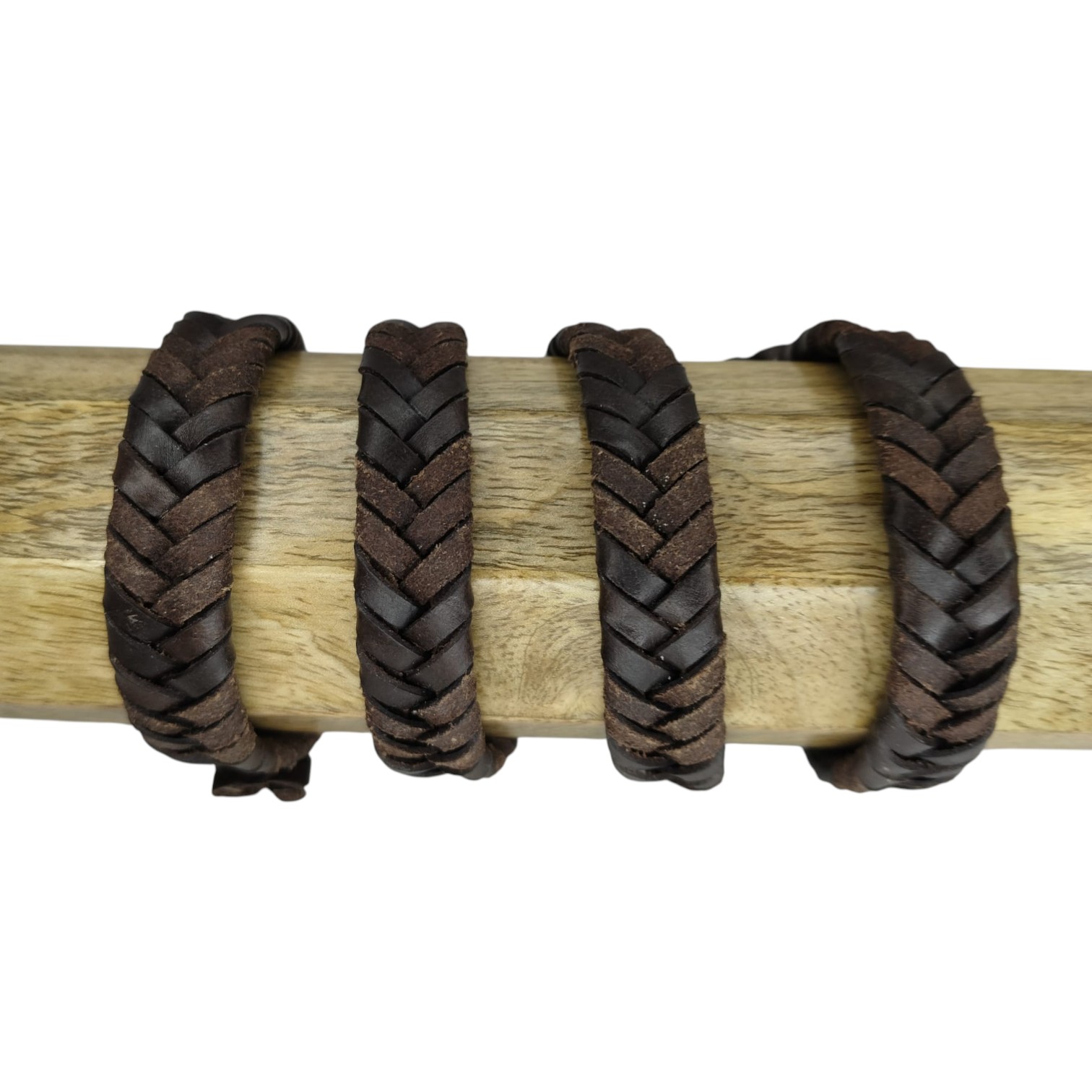 v cross braided leather cord-15mm- VINTAGE BROWN