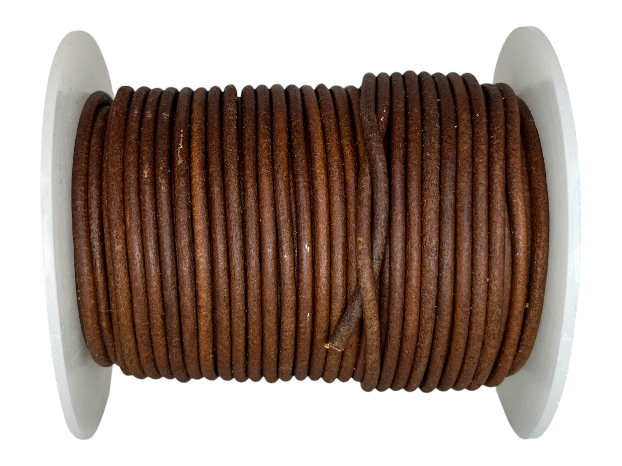 Round Leather Cord - Vintage Dark Tan - 2mm