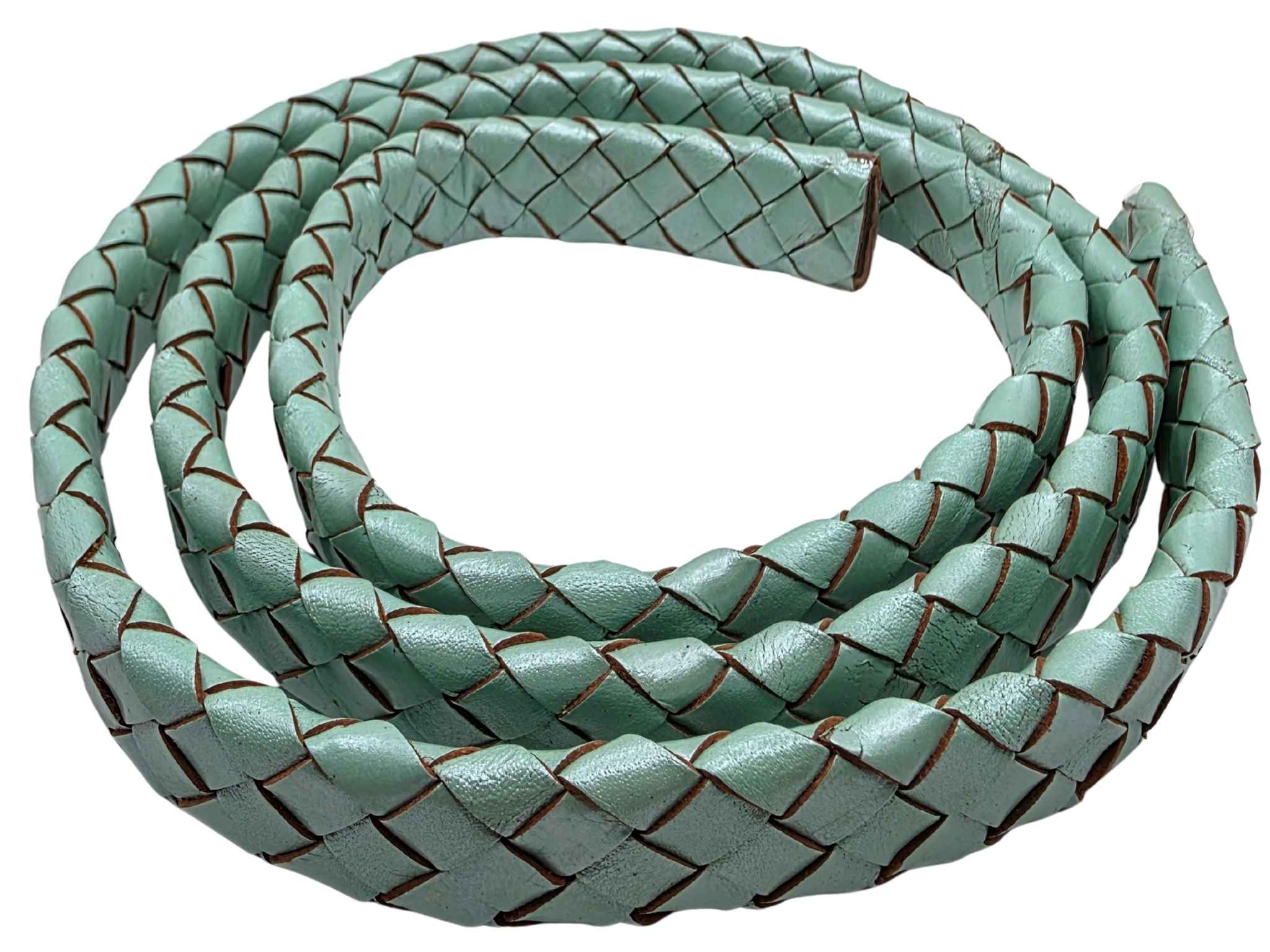 Ambiente Oval Braided Leather Cords - 20*6mm - Metallic Green