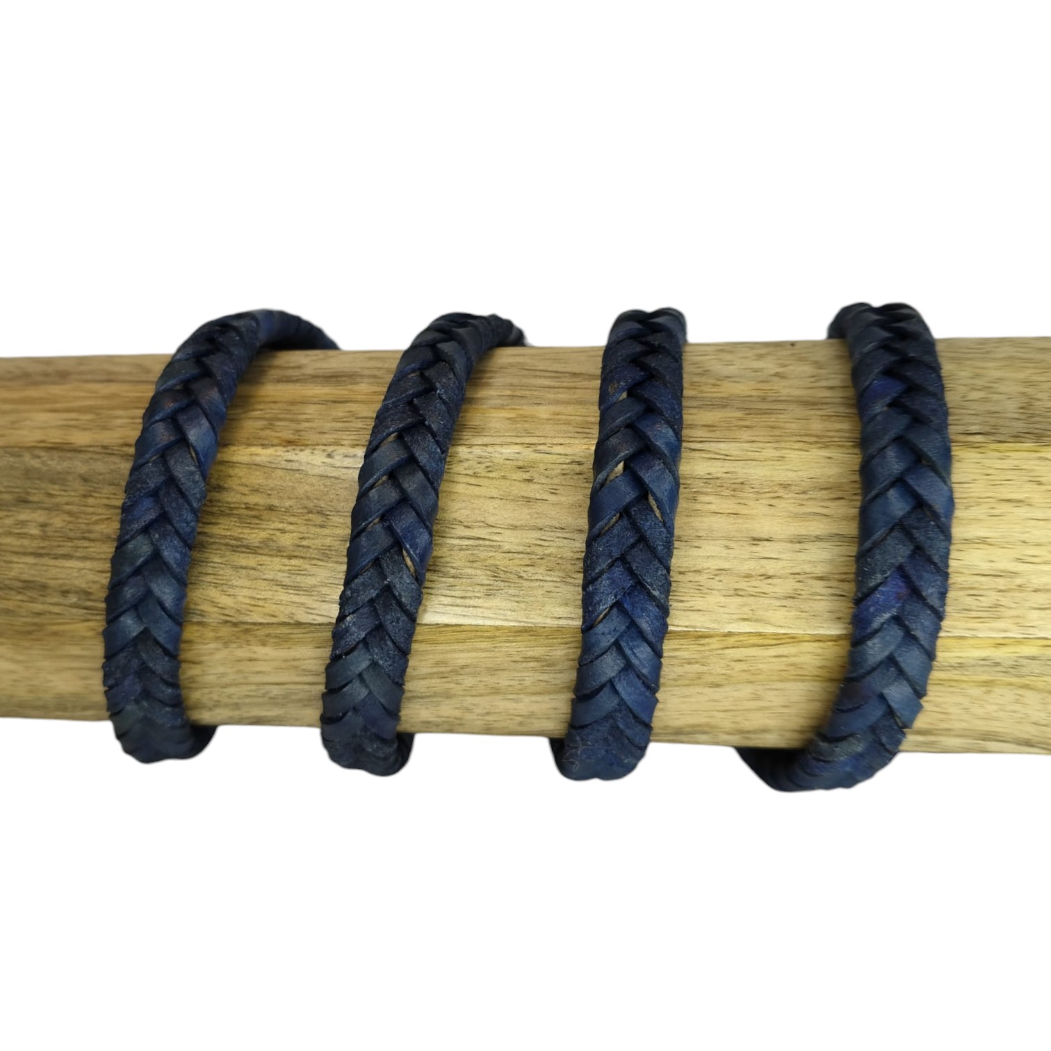 v cross braided leather cord -10mm- VINTAGE BLUE