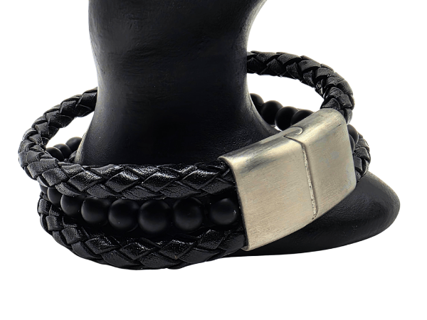 Combination Gemstone and Leather Bracelet - Style 157