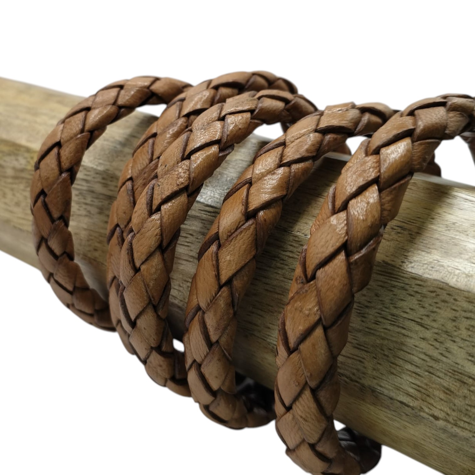 Thick Oval Hollow braided Cord - 11*6mm- Tan