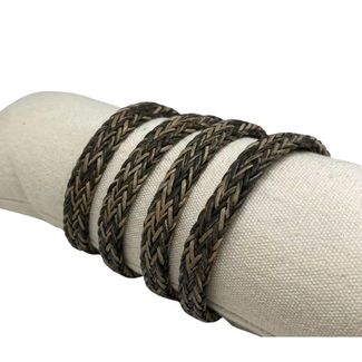 Spiral braided leather cords - 8x4mm - vintage grey