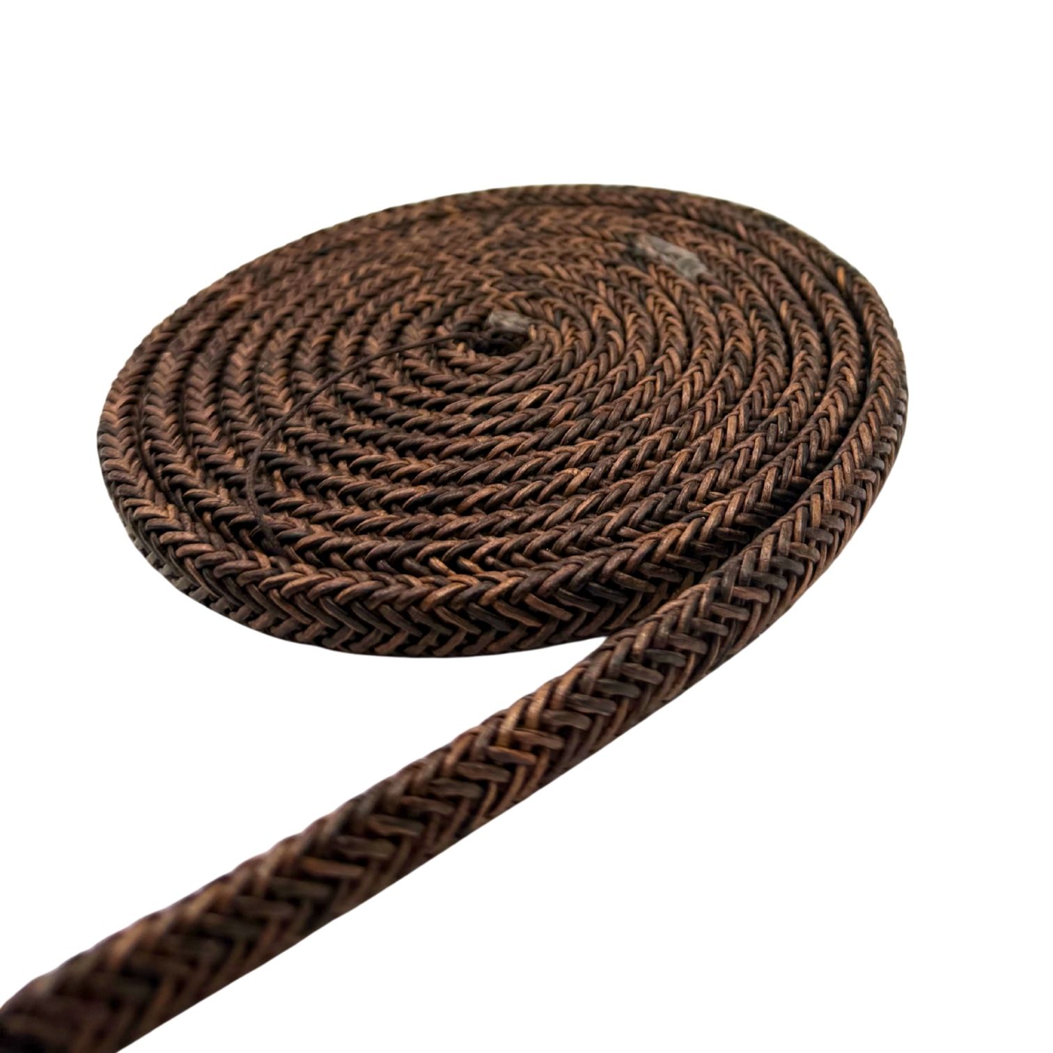 Spiral braided leather cords - 11x6mm - vintage dark brown