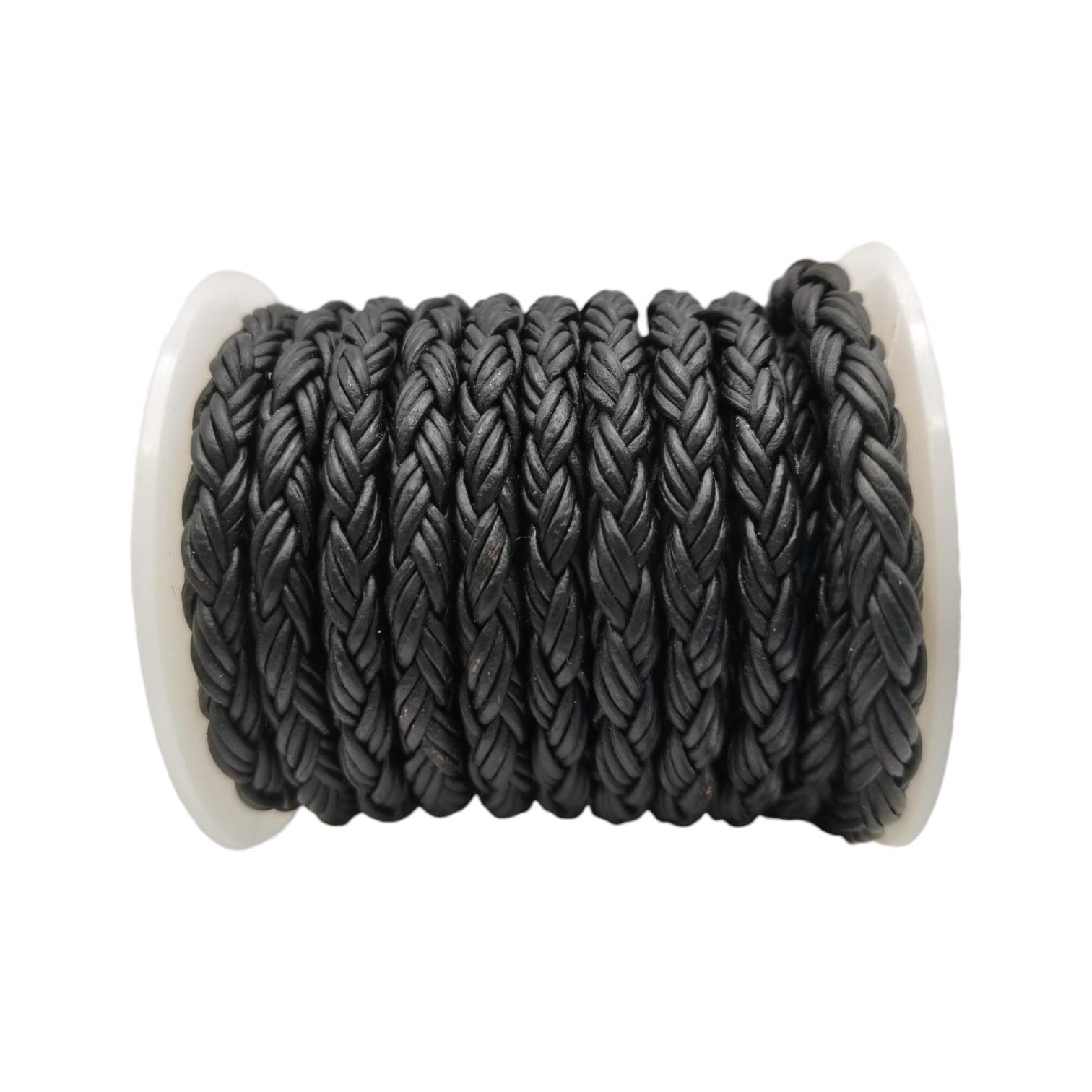 Dublin Bolo braided Round Twist leather cords -6mm- matt black