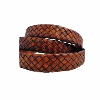 Ambiente Oval Braided Leather Cords - 10x6mm - Vintage Brown