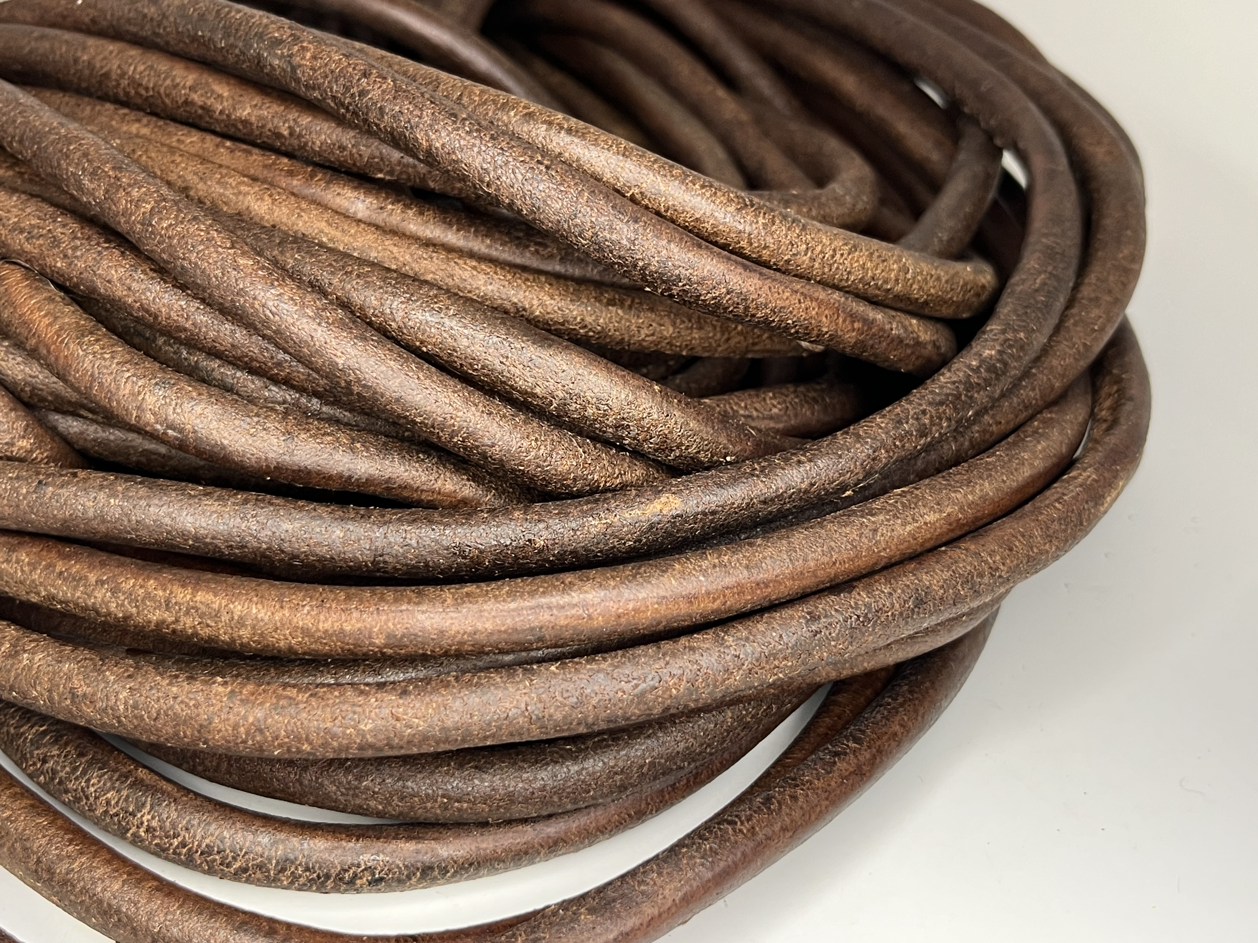 Round Leather Cord Dark Tan 8 mm