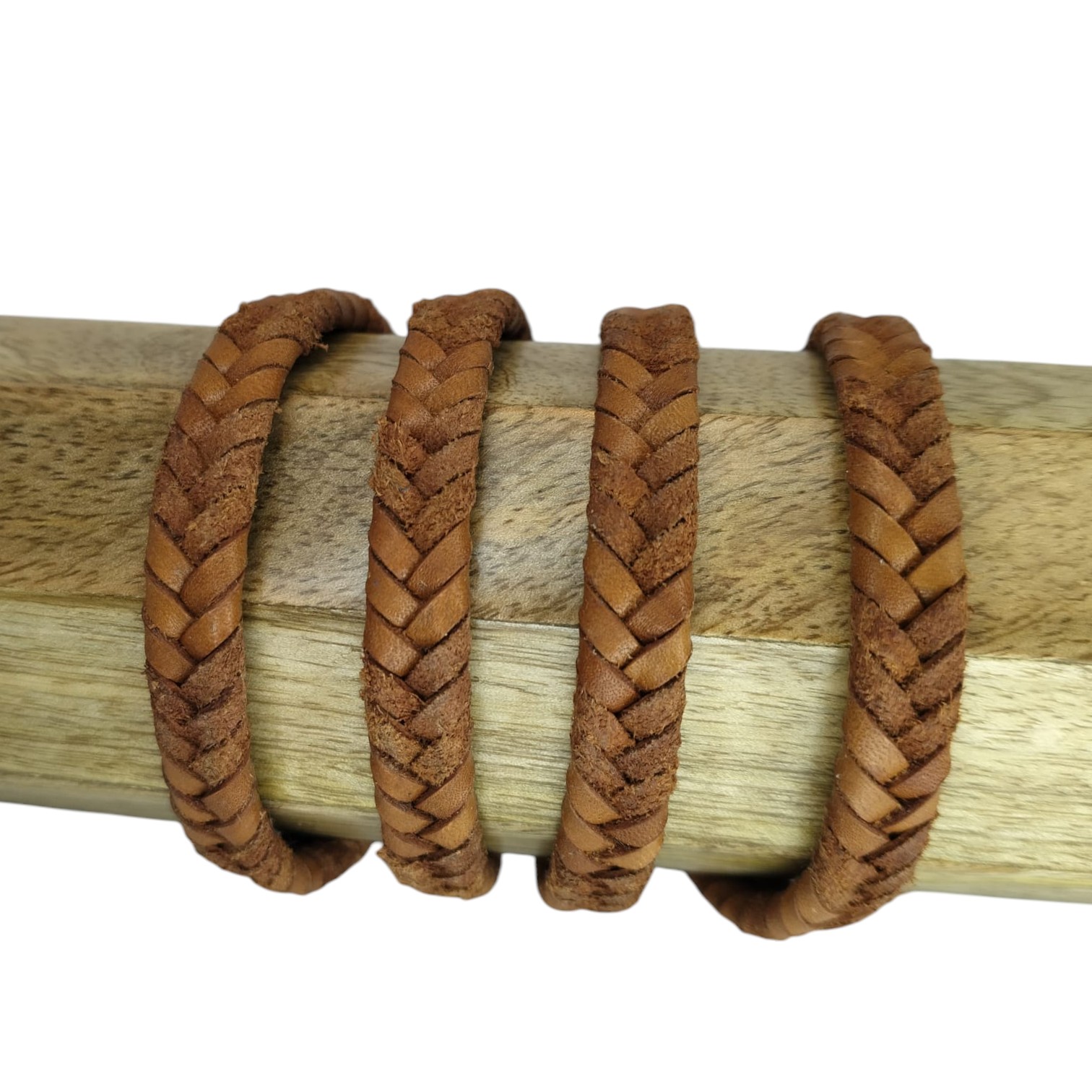 v cross braided leather cord -10mm- DARK TAN