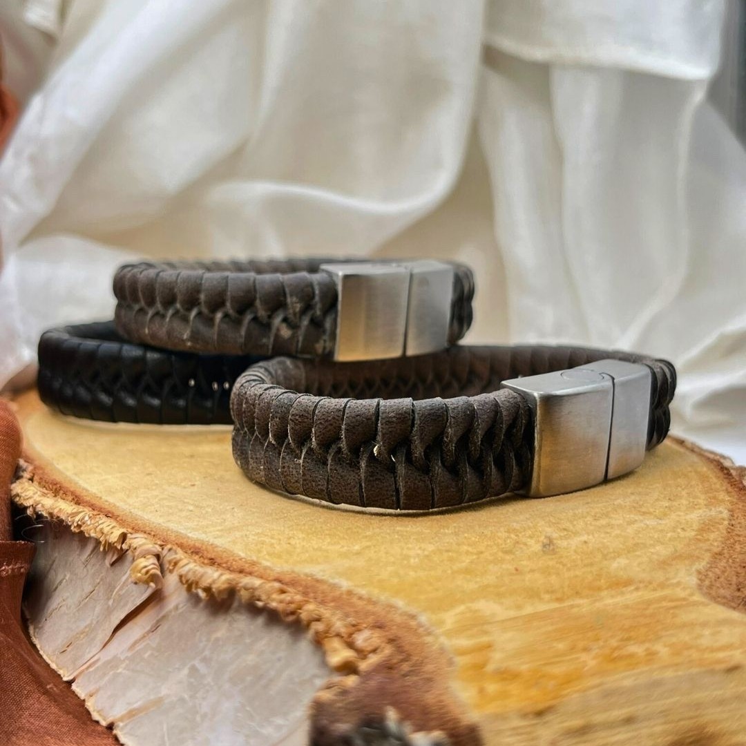 X-Cross Braided Leather Bracelet