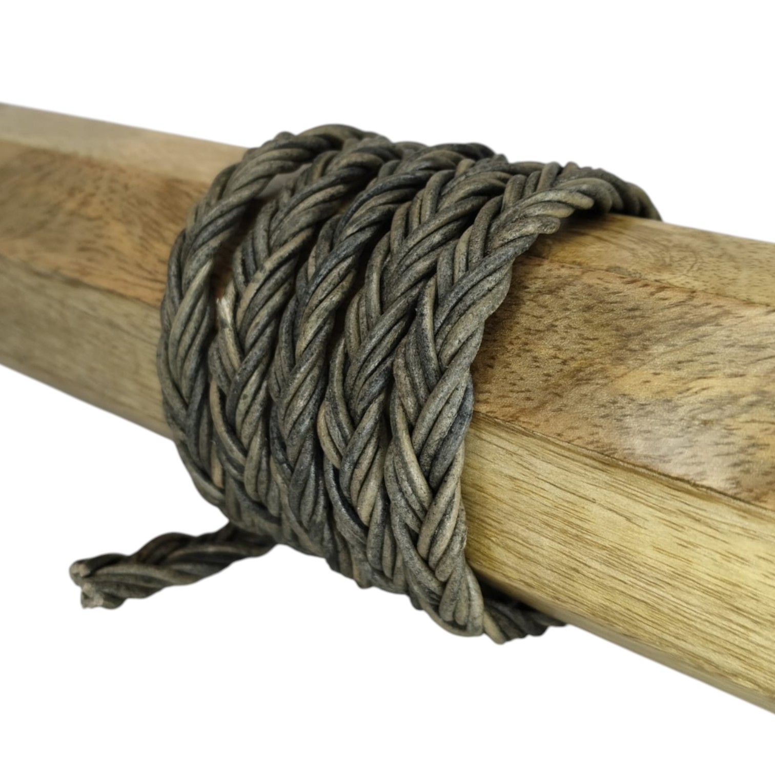 Ibiza braided leather cords - 11*6mm- vintage grey