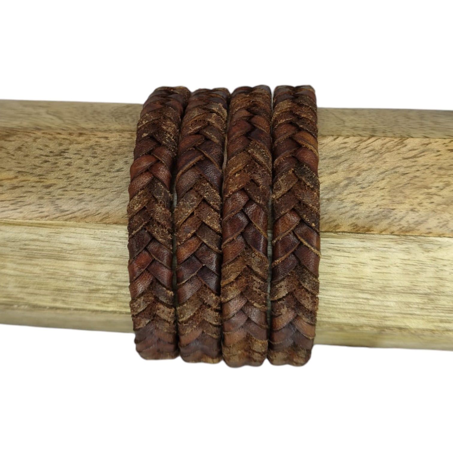 v cross braided leather cord -10mm- COGNAC