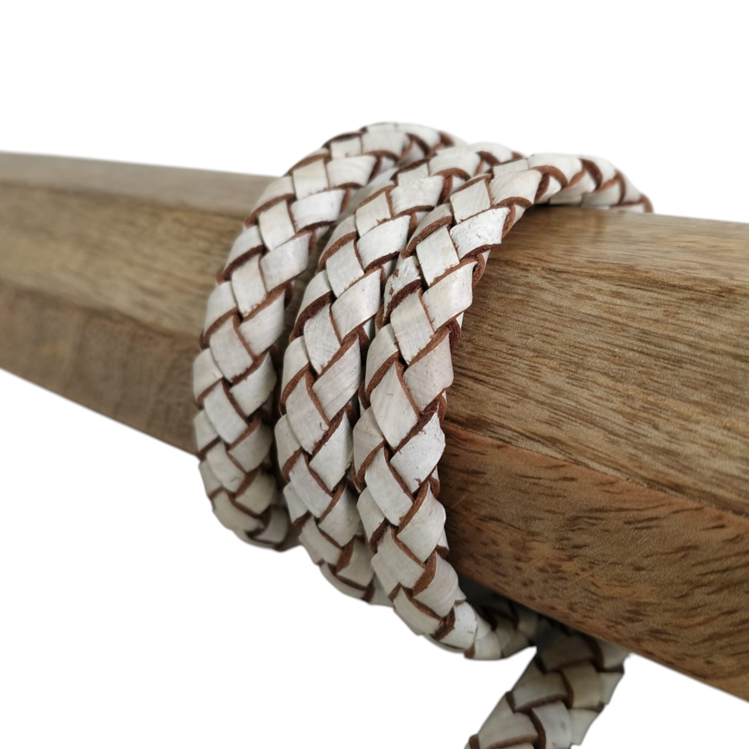 Thick Oval Hollow braided Cord - 11*6mm- vintage white