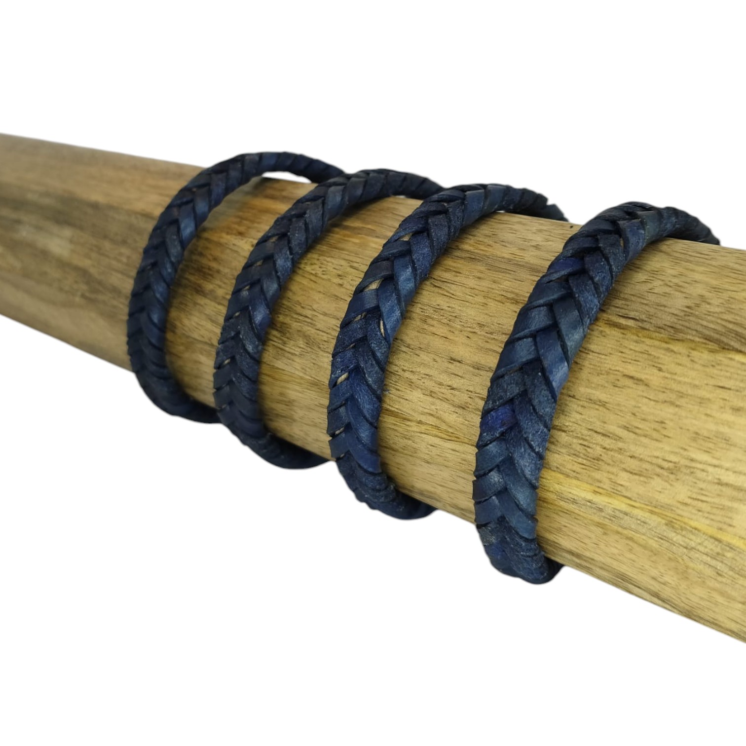 v cross braided leather cord -10mm- VINTAGE BLUE