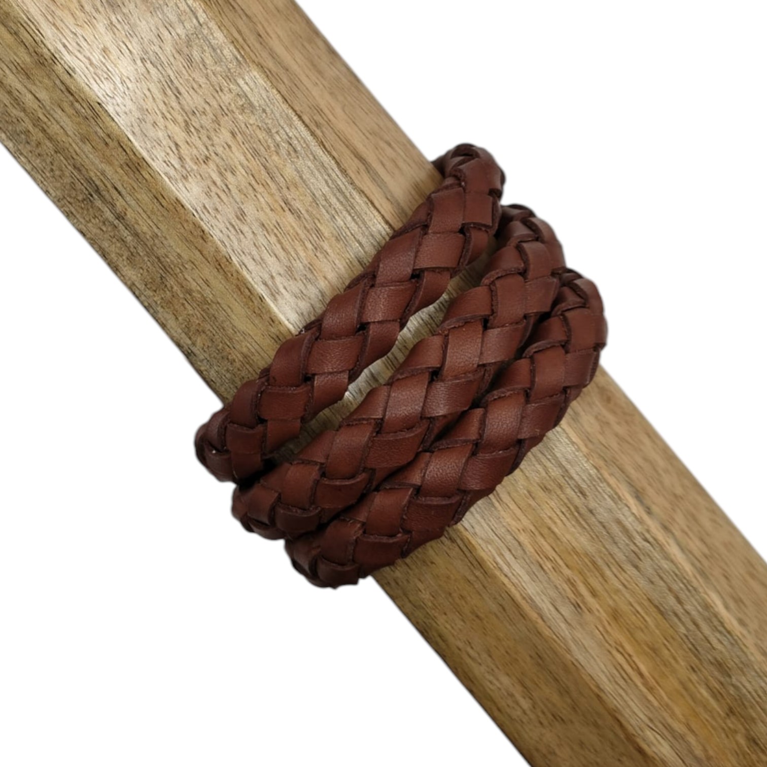 Thick Oval Hollow braided Cord  - 11*6mm- Vintage cognac