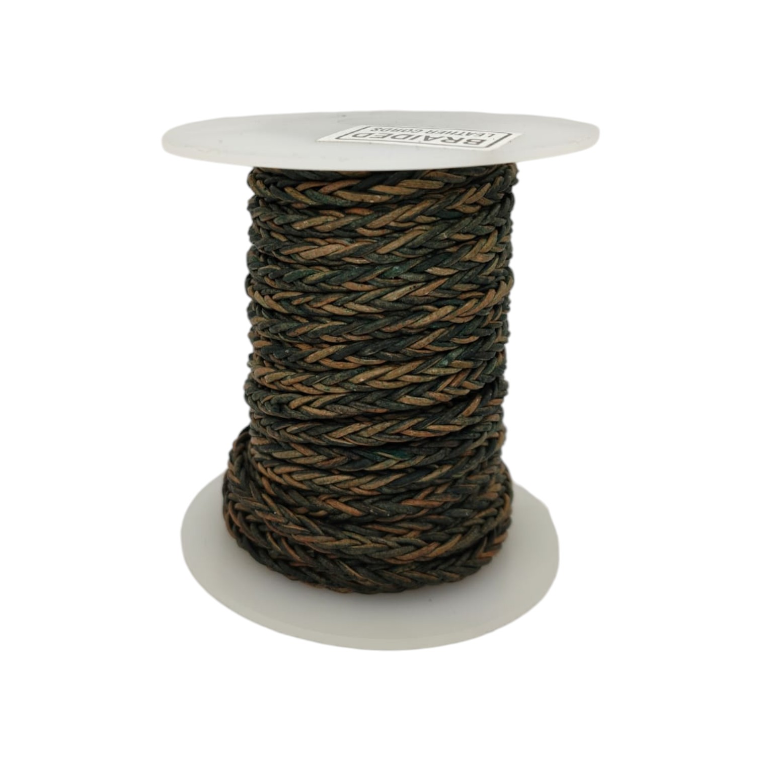 hawaii bolo Braided leather cords - 4mm - vintage dark green