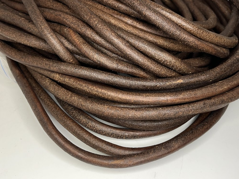 Round Leather Cord Dark Tan 8 mm