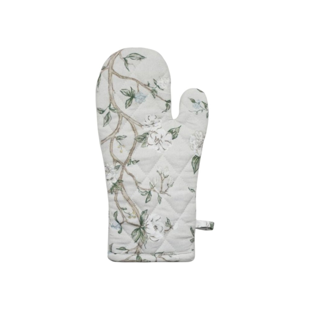 Dirty White Flower Pattern Oven Mitt