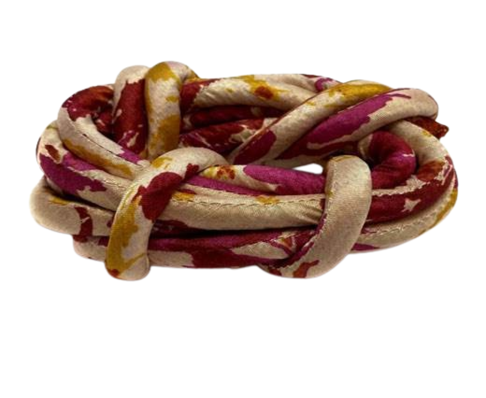 Real silk cords with inserts - 8 mm - FLORAL PRINT