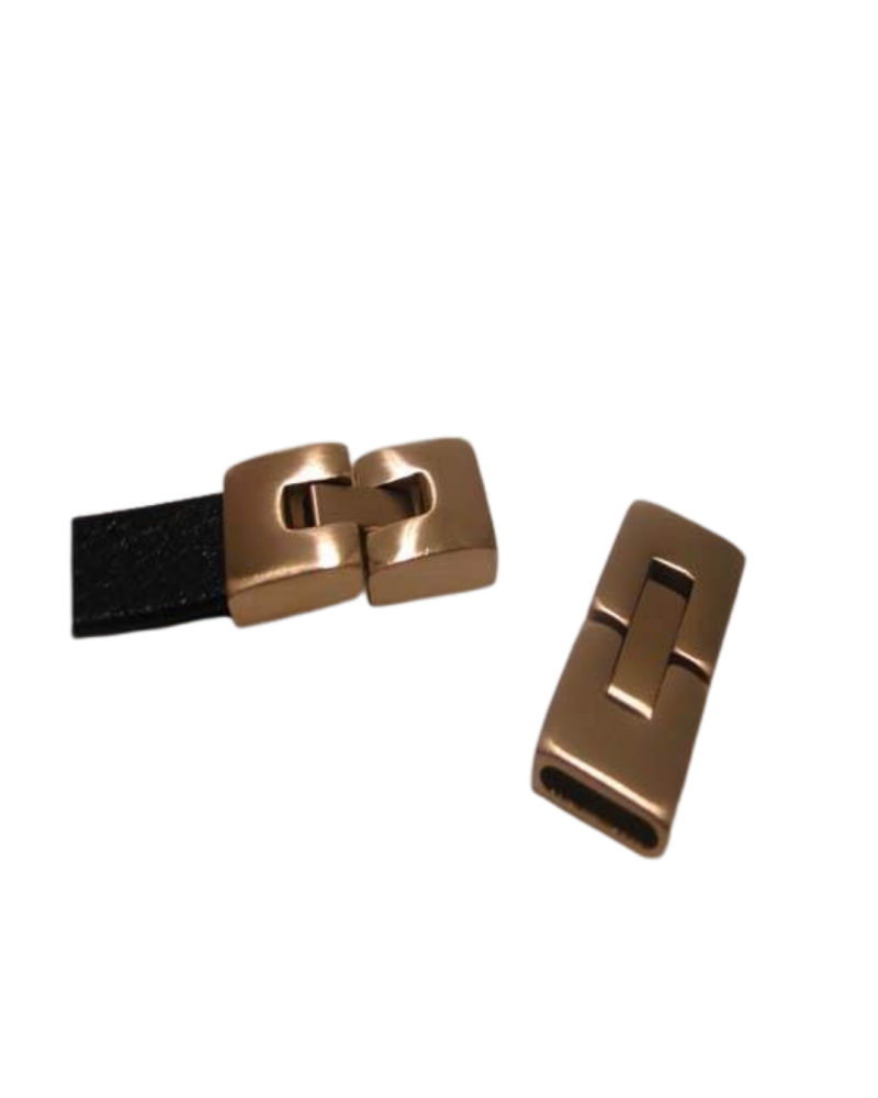 Stainless Steel Snap Lock Clasp-Rose Gold-MGST-14-14*2,5mm
