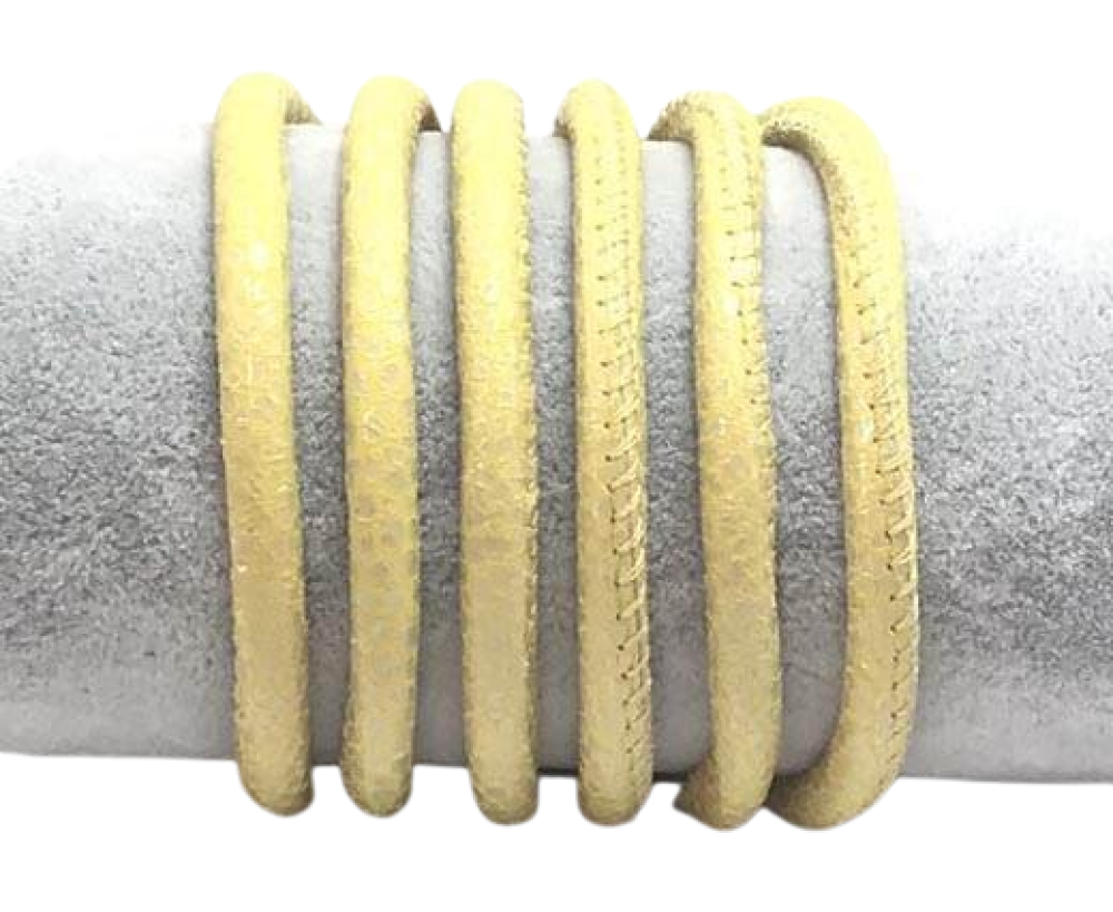 Real Round Nappa Leather cords 6mm-Sting Ray Style Shiny yellow