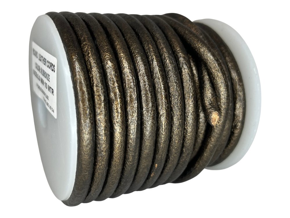 Round Leather Cord - 5mm - Metallic Bronze