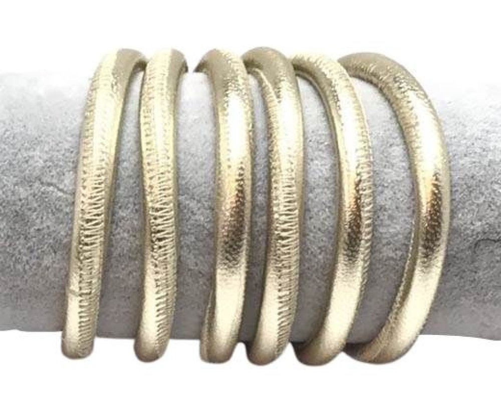 Round stitched nappa leather cord-6mm-Platinum