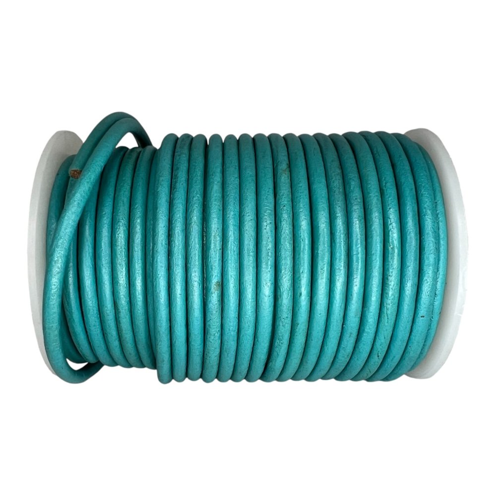 Round Leather Cord -5mm - Turquoise