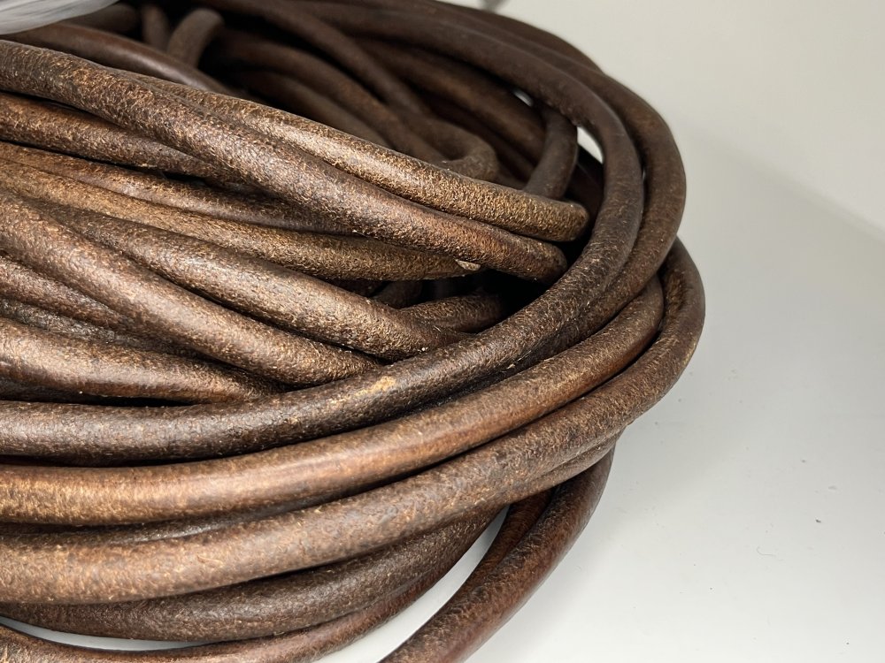 Round Leather Cord Dark Tan 8 mm