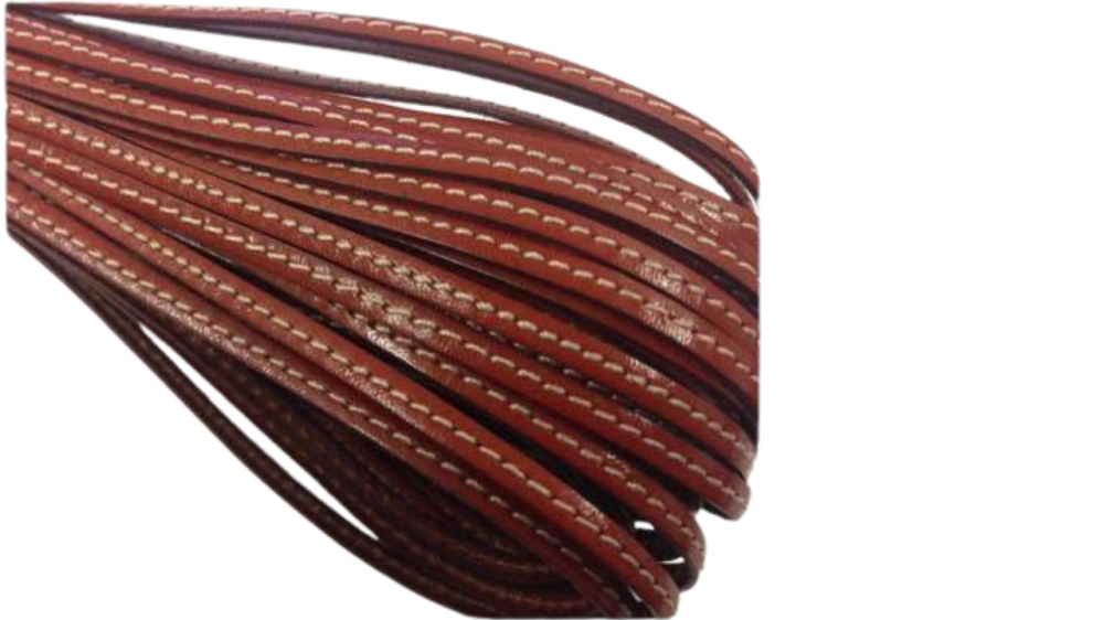Italian Flat leather with stitch - 4 mm - bordeaux