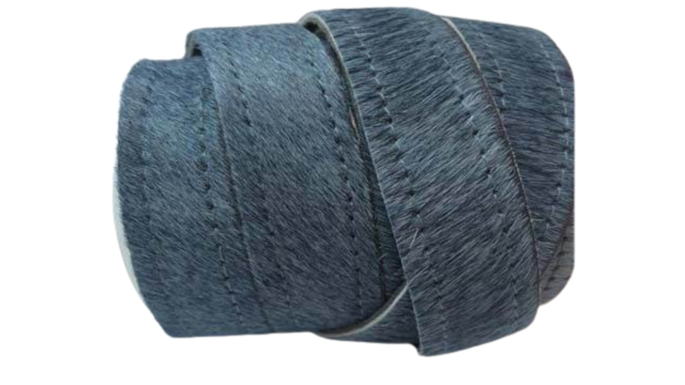 Hair-on leather cords with stitches - 20mm - grey