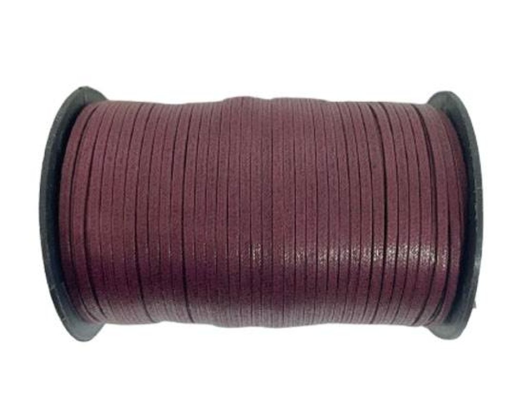 Flat Wax Cotton Cords - 3mm - Wine Red
