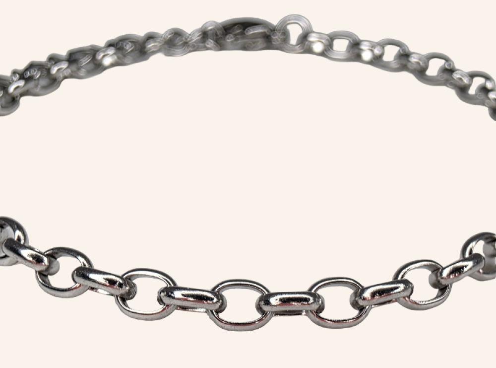 Semicircle Wire Dendritic Pearl Bracelet – Silver - 2mm - Item 995