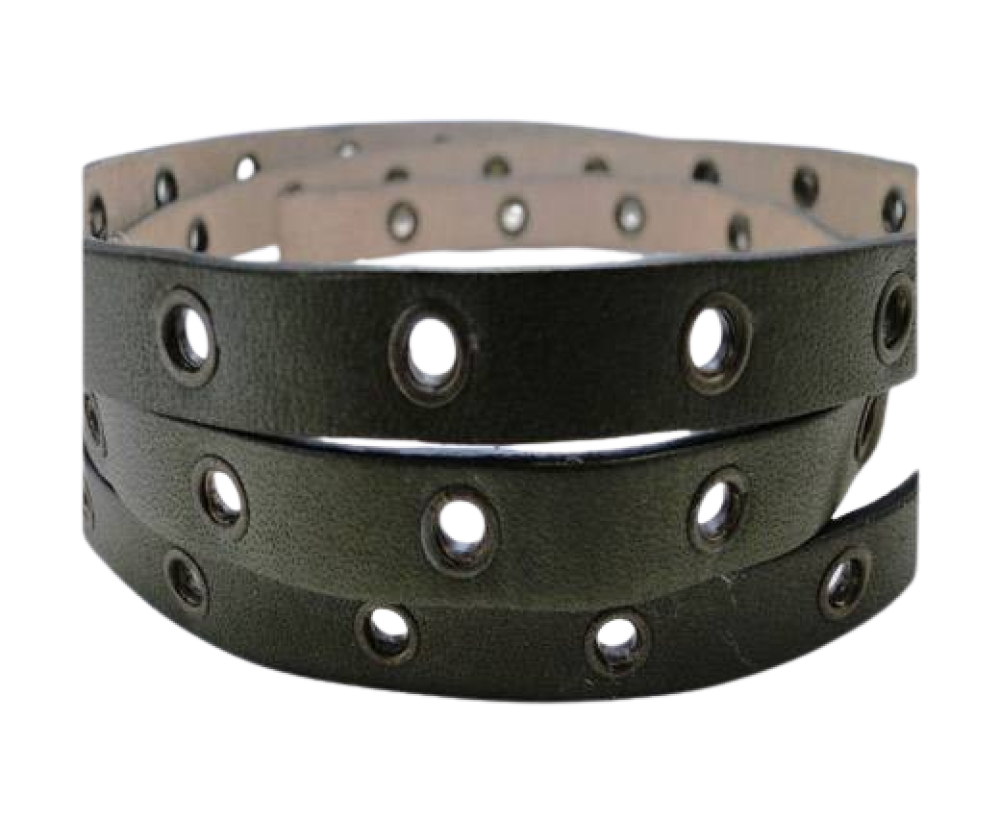 Flat leather with hollow rivets - 10MM-Dark grey