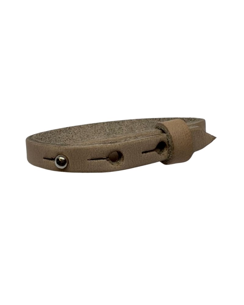 Italian Snap Leather Bracelet - Beige - 23cm