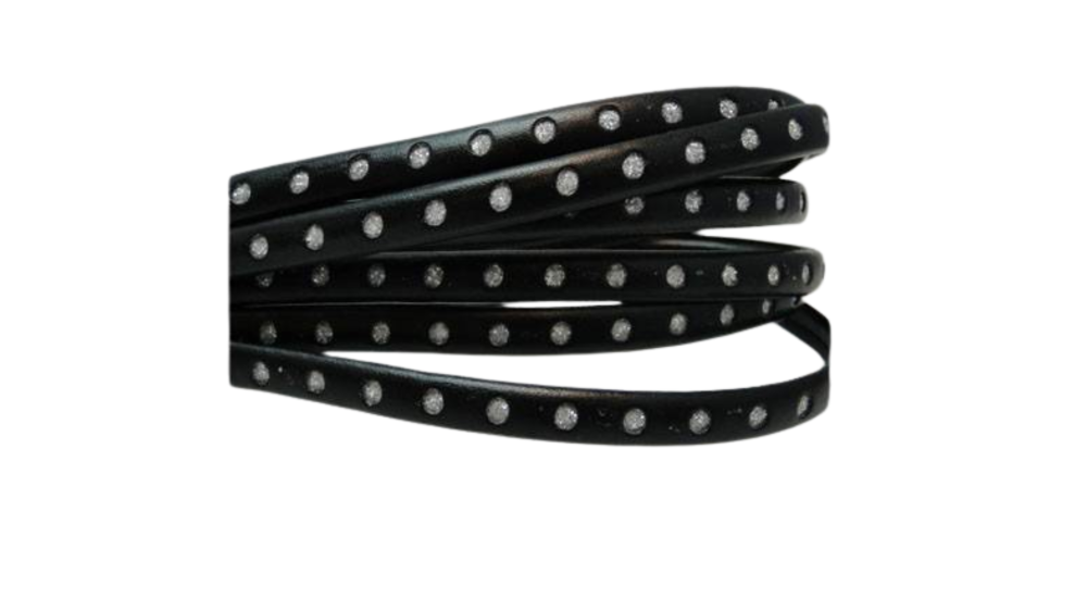 Flat Nappa with Glitter-Half Round-8MM-black