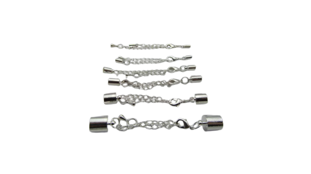 Brass extension chain with lobster clasp- FI7012 - Silver - 4mm