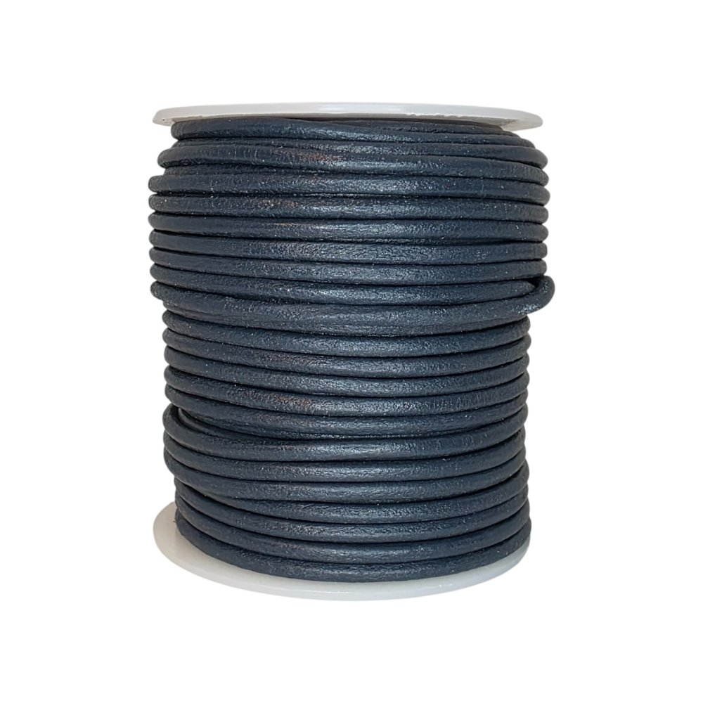 Round leather cord-4mm-  Dark blue