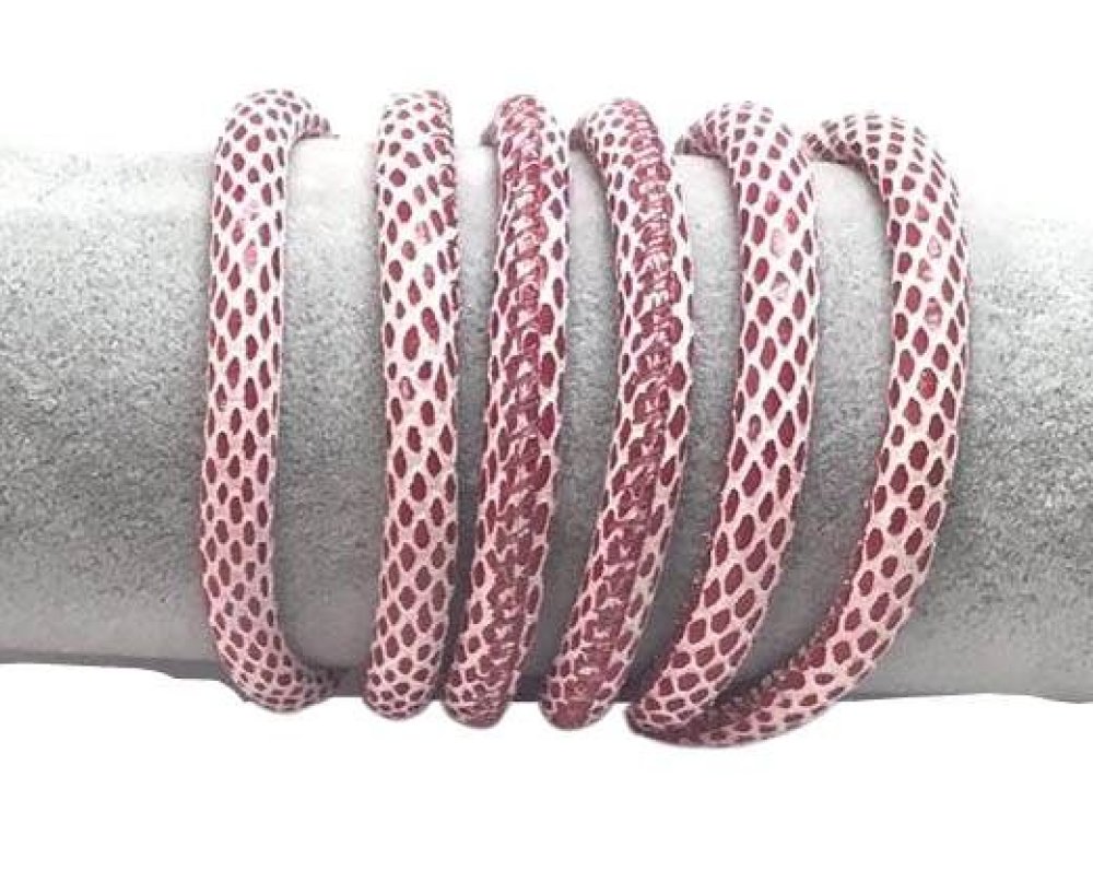 Real Round Nappa Leather cords 6mm -Snake style - fish