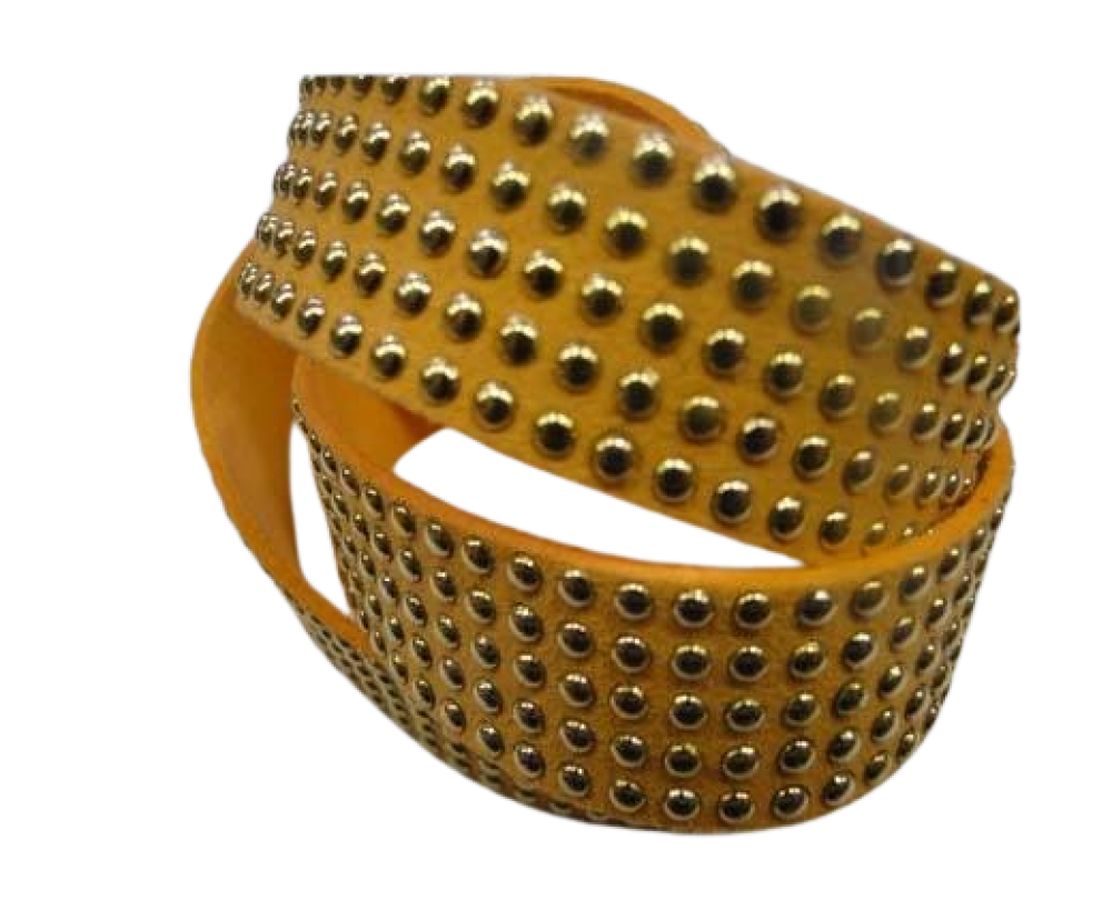 Faux Suede Cords with Studs 20mm-5 layers-Gold-Orange