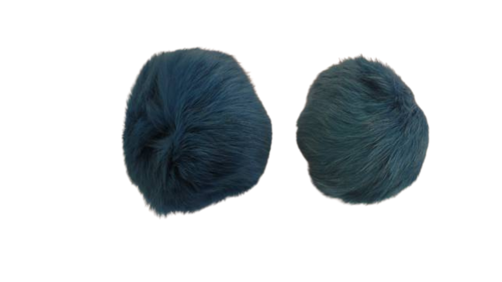 Rabbit Fur Pom Pom-Bermuda Blue-9cms