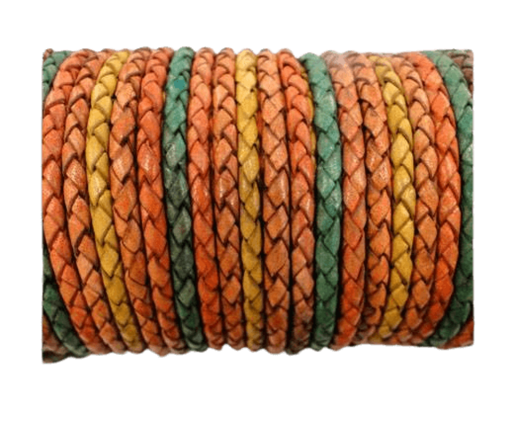 Oslo Round Braided Leather Cord - 4mm - Sun