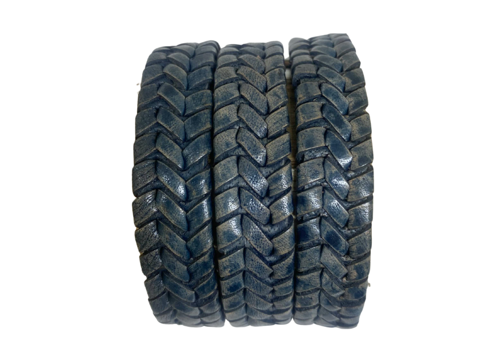 Dallas Braided Leather Cord - 14x4mm - Vintage Blue